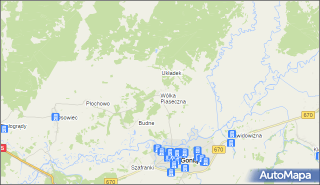 mapa Wólka Piaseczna gmina Goniądz, Wólka Piaseczna gmina Goniądz na mapie Targeo