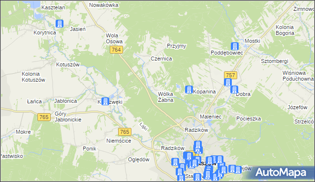 mapa Wólka Żabna, Wólka Żabna na mapie Targeo
