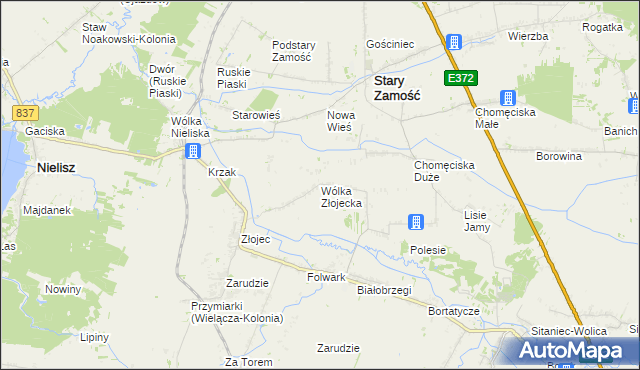 mapa Wólka Złojecka, Wólka Złojecka na mapie Targeo