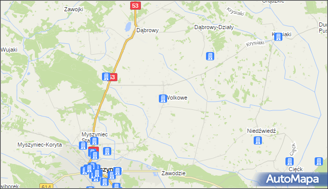 mapa Wolkowe, Wolkowe na mapie Targeo