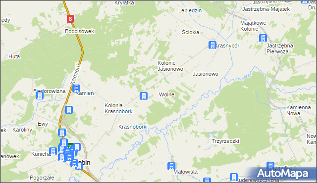 mapa Wolne, Wolne na mapie Targeo