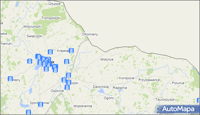 mapa Wołyńce gmina Puńsk, Wołyńce gmina Puńsk na mapie Targeo