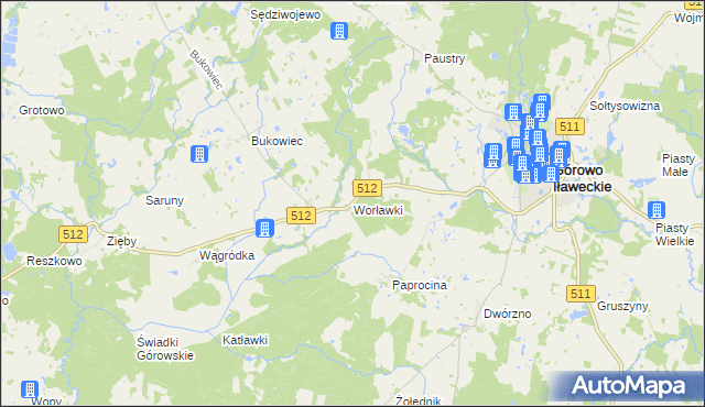 mapa Worławki gmina Górowo Iławeckie, Worławki gmina Górowo Iławeckie na mapie Targeo