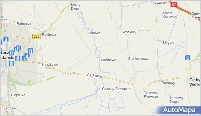 mapa Wróblewo gmina Suchy Dąb, Wróblewo gmina Suchy Dąb na mapie Targeo