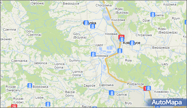 mapa Wróblowa, Wróblowa na mapie Targeo