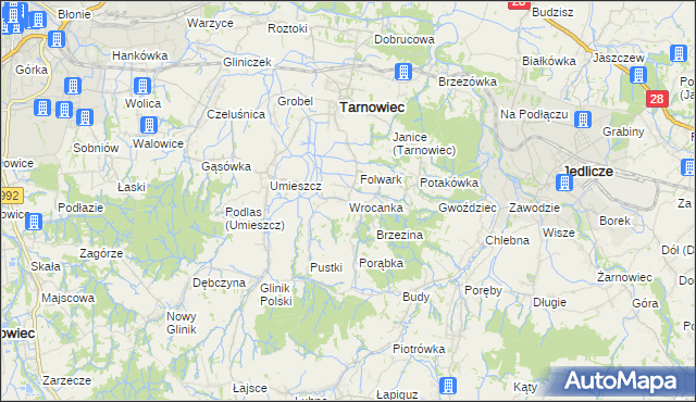 mapa Wrocanka gmina Tarnowiec, Wrocanka gmina Tarnowiec na mapie Targeo