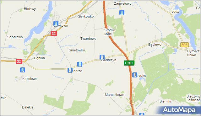 mapa Wronczyn gmina Stęszew, Wronczyn gmina Stęszew na mapie Targeo