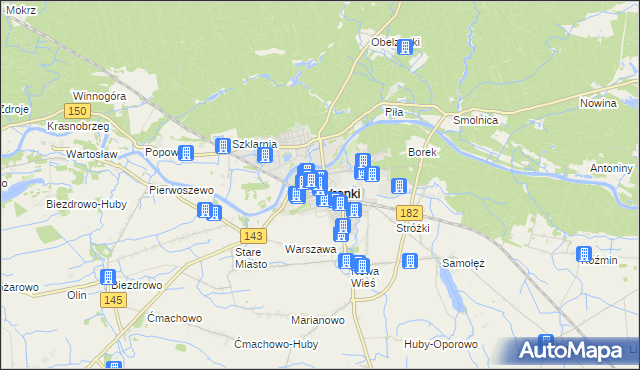 mapa Wronki powiat szamotulski, Wronki powiat szamotulski na mapie Targeo