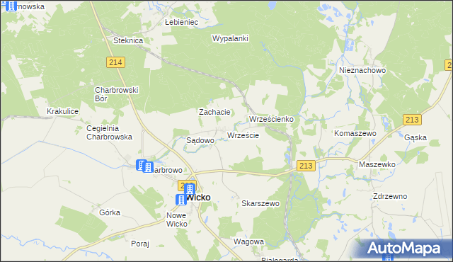 mapa Wrzeście gmina Wicko, Wrzeście gmina Wicko na mapie Targeo