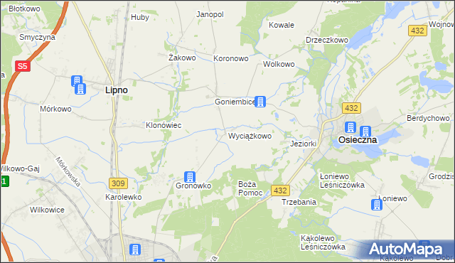 mapa Wyciążkowo, Wyciążkowo na mapie Targeo