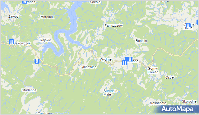 mapa Wydrne, Wydrne na mapie Targeo