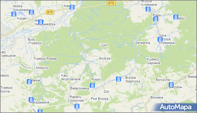 mapa Wydrze, Wydrze na mapie Targeo