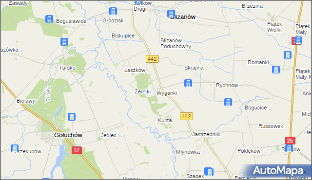 mapa Wyganki, Wyganki na mapie Targeo