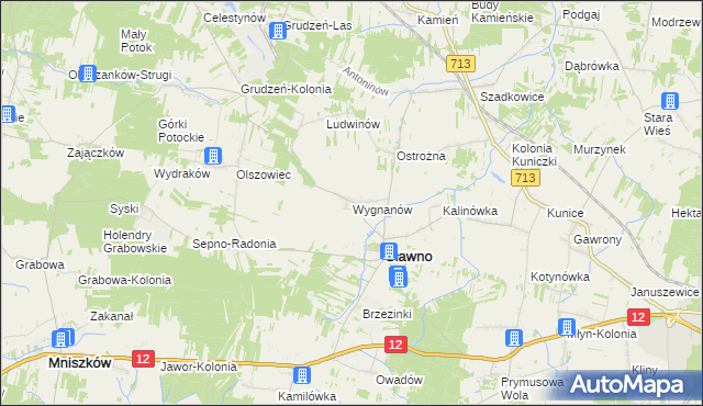mapa Wygnanów gmina Sławno, Wygnanów gmina Sławno na mapie Targeo