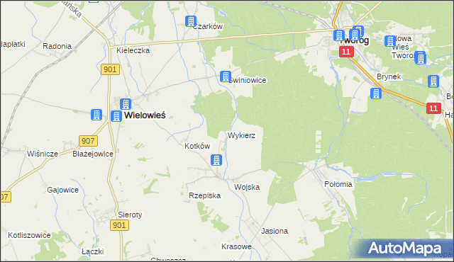 mapa Wykierz, Wykierz na mapie Targeo