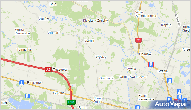 mapa Wyłazy, Wyłazy na mapie Targeo