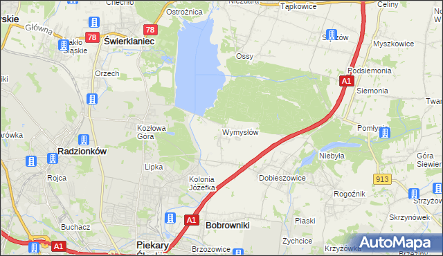 mapa Wymysłów gmina Bobrowniki, Wymysłów gmina Bobrowniki na mapie Targeo