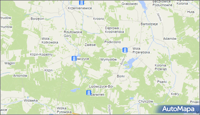 mapa Wymysłów gmina Masłowice, Wymysłów gmina Masłowice na mapie Targeo