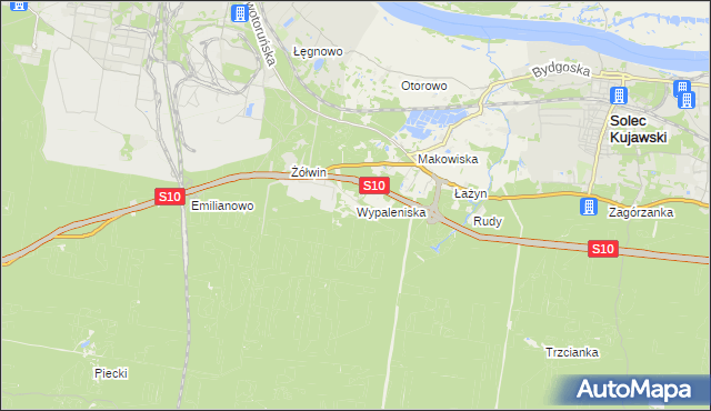 mapa Wypaleniska gmina Solec Kujawski, Wypaleniska gmina Solec Kujawski na mapie Targeo