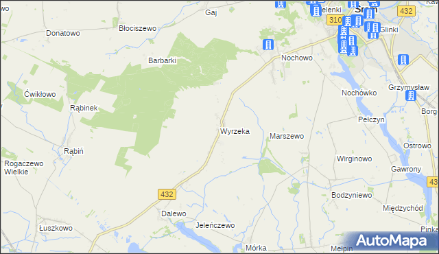 mapa Wyrzeka, Wyrzeka na mapie Targeo