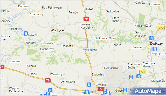 mapa Wysiadłów, Wysiadłów na mapie Targeo