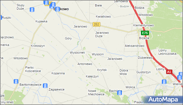 mapa Wysocin gmina Bądkowo, Wysocin gmina Bądkowo na mapie Targeo