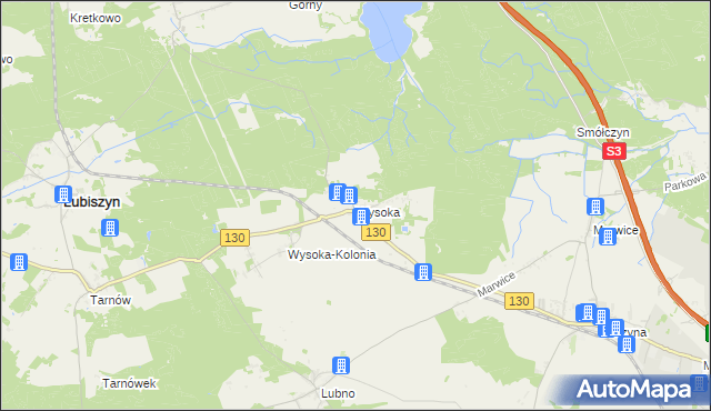 mapa Wysoka gmina Lubiszyn, Wysoka gmina Lubiszyn na mapie Targeo
