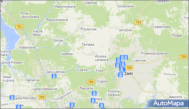 mapa Wysoka Lelowska, Wysoka Lelowska na mapie Targeo