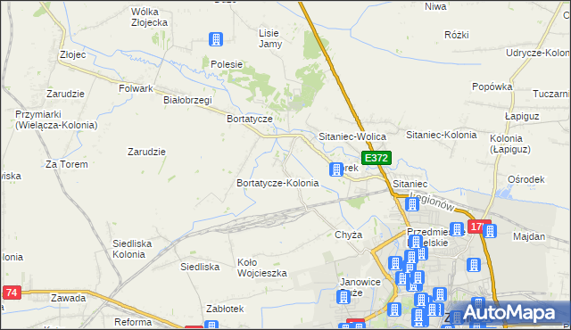 mapa Wysokie gmina Zamość, Wysokie gmina Zamość na mapie Targeo