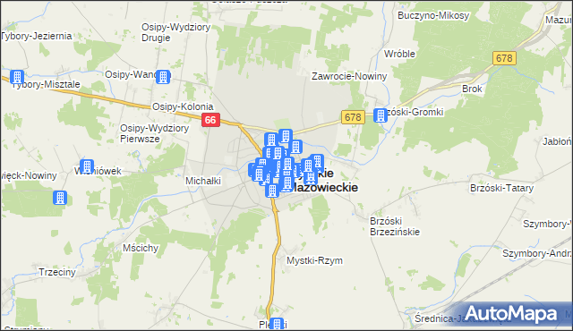 mapa Wysokie Mazowieckie, Wysokie Mazowieckie na mapie Targeo