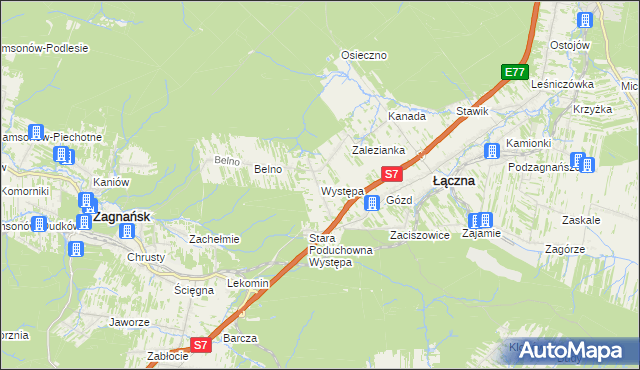 mapa Występa, Występa na mapie Targeo