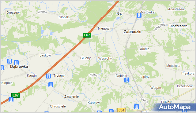 mapa Wysychy, Wysychy na mapie Targeo