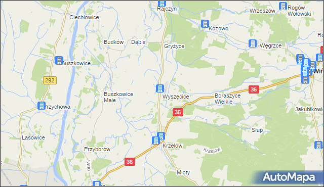 mapa Wyszęcice, Wyszęcice na mapie Targeo