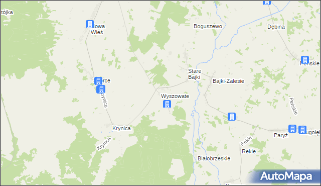 mapa Wyszowate gmina Trzcianne, Wyszowate gmina Trzcianne na mapie Targeo