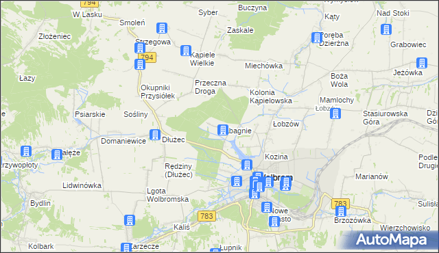 mapa Zabagnie gmina Wolbrom, Zabagnie gmina Wolbrom na mapie Targeo