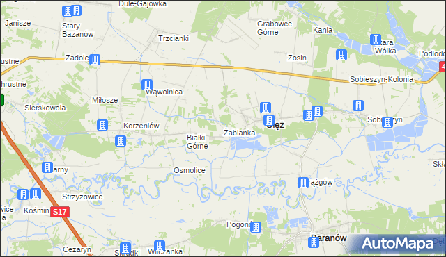 mapa Żabianka gmina Ułęż, Żabianka gmina Ułęż na mapie Targeo
