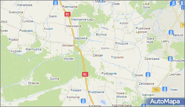 mapa Zabijak gmina Koziegłowy, Zabijak gmina Koziegłowy na mapie Targeo