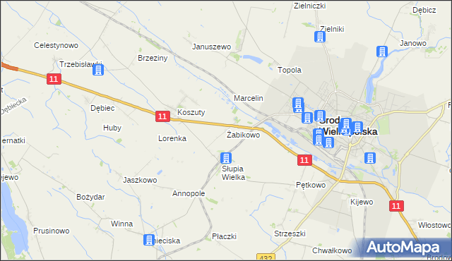 mapa Żabikowo, Żabikowo na mapie Targeo