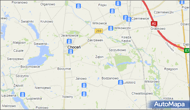 mapa Ząbin, Ząbin na mapie Targeo