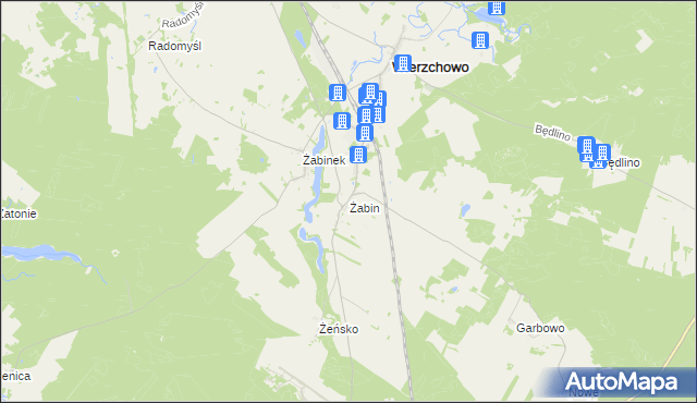 mapa Żabin gmina Wierzchowo, Żabin gmina Wierzchowo na mapie Targeo