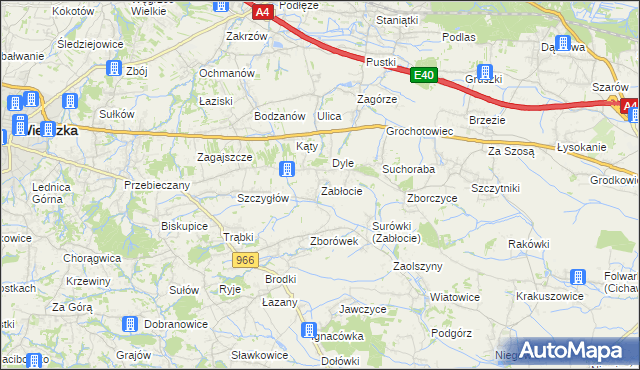 mapa Zabłocie gmina Biskupice, Zabłocie gmina Biskupice na mapie Targeo