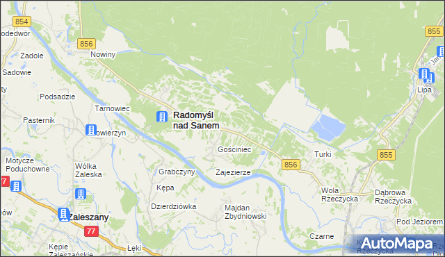 mapa Żabno gmina Radomyśl nad Sanem, Żabno gmina Radomyśl nad Sanem na mapie Targeo