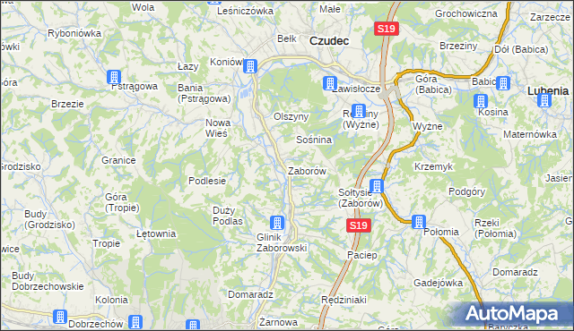 mapa Zaborów gmina Czudec, Zaborów gmina Czudec na mapie Targeo