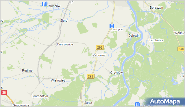 mapa Zaborów gmina Ścinawa, Zaborów gmina Ścinawa na mapie Targeo