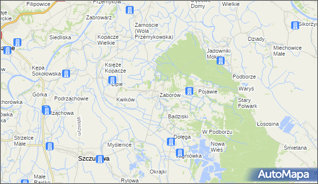 mapa Zaborów gmina Szczurowa, Zaborów gmina Szczurowa na mapie Targeo