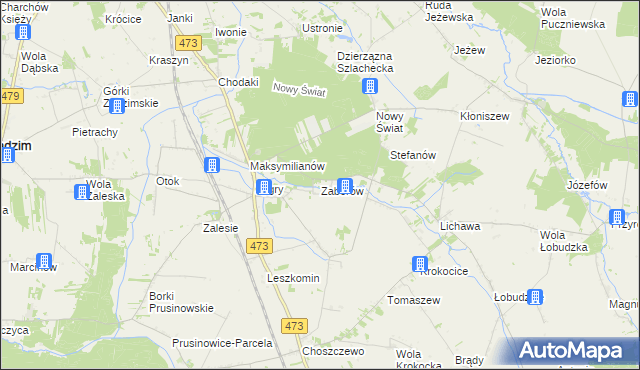 mapa Zaborów gmina Zadzim, Zaborów gmina Zadzim na mapie Targeo