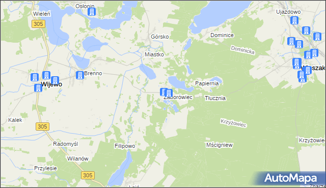 mapa Zaborówiec, Zaborówiec na mapie Targeo