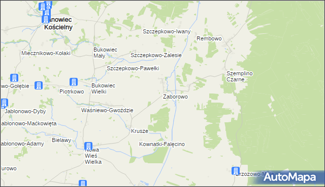 mapa Zaborowo gmina Janowiec Kościelny, Zaborowo gmina Janowiec Kościelny na mapie Targeo