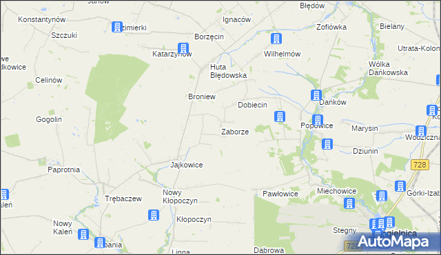mapa Zaborze gmina Sadkowice, Zaborze gmina Sadkowice na mapie Targeo