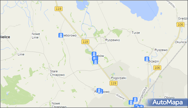 mapa Żabów, Żabów na mapie Targeo